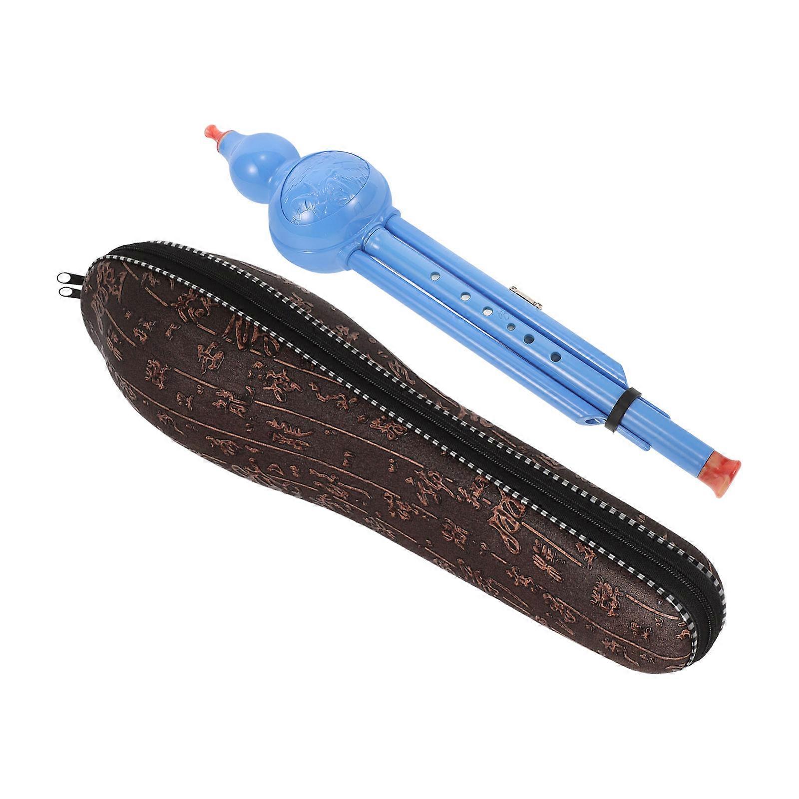 Flauta Hulusi em ABS com estojo para aprendizado, azul.