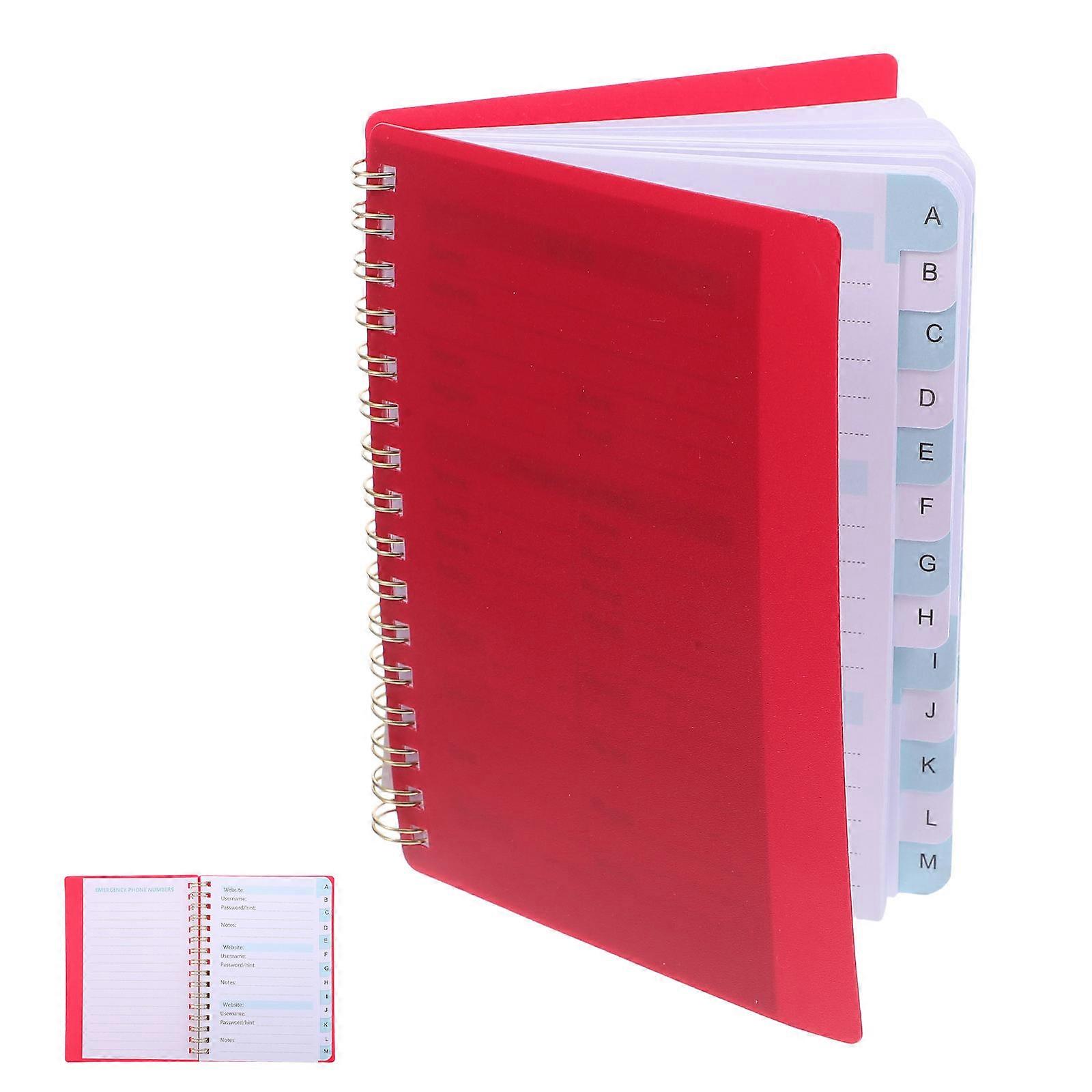 Password Book with Alphabetical Tabs for Writing Red Spiral Log Book