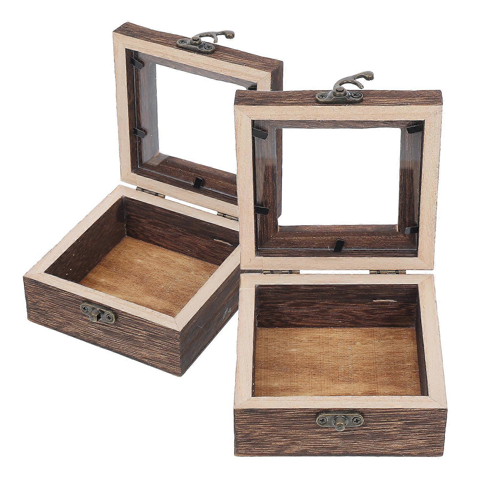 Butterfly Display Case Wooden Insect Box for Display 2Pcs Rustic Brown Frame