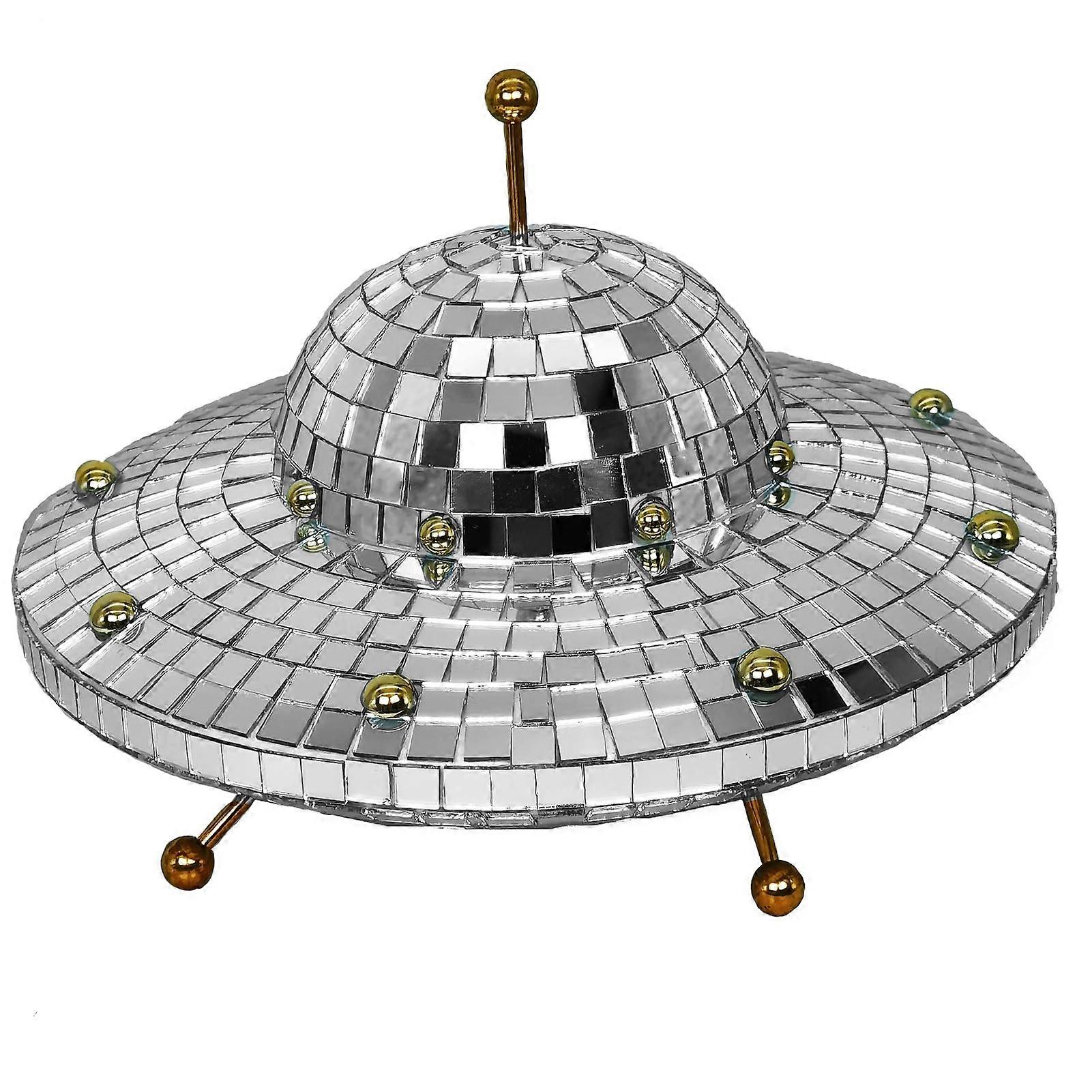 Handmade UFO Disco Ball Decor with Retro Reflective Mirror for Home, Party and Bar 8x6 Inch