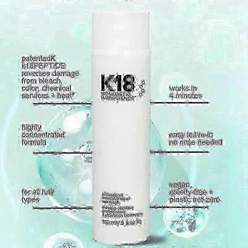 K18 150 ml Hasarlı Saçlar İçin Durulanmayan Moleküler Onarıcı Saç Maskesi - Derinlemesine Bakım, Yumuşak Doku, Saç Restorasyonu