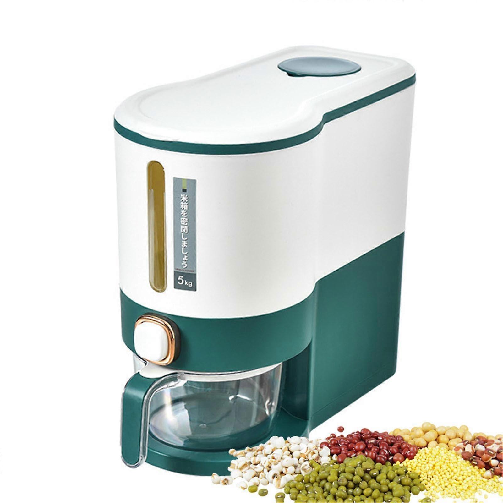 Rice Dispenser with Accurate Measuring Cup, Airtight MultiGrain Storage Container for Kitchen