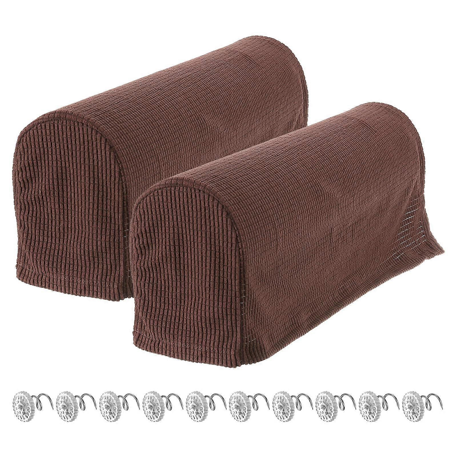 Extra Large Dark Brown Stretch Armrest Covers for Chairs and Sofas, AntiSlip Furniture Protector