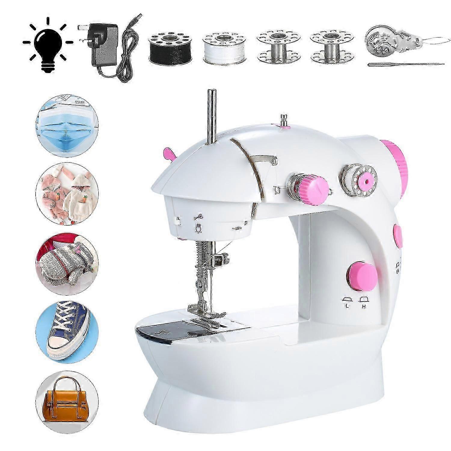 Mini Sewing Machine Adjustable 2-Speed Double Thread Portable Electric Household Multifunction Sewin