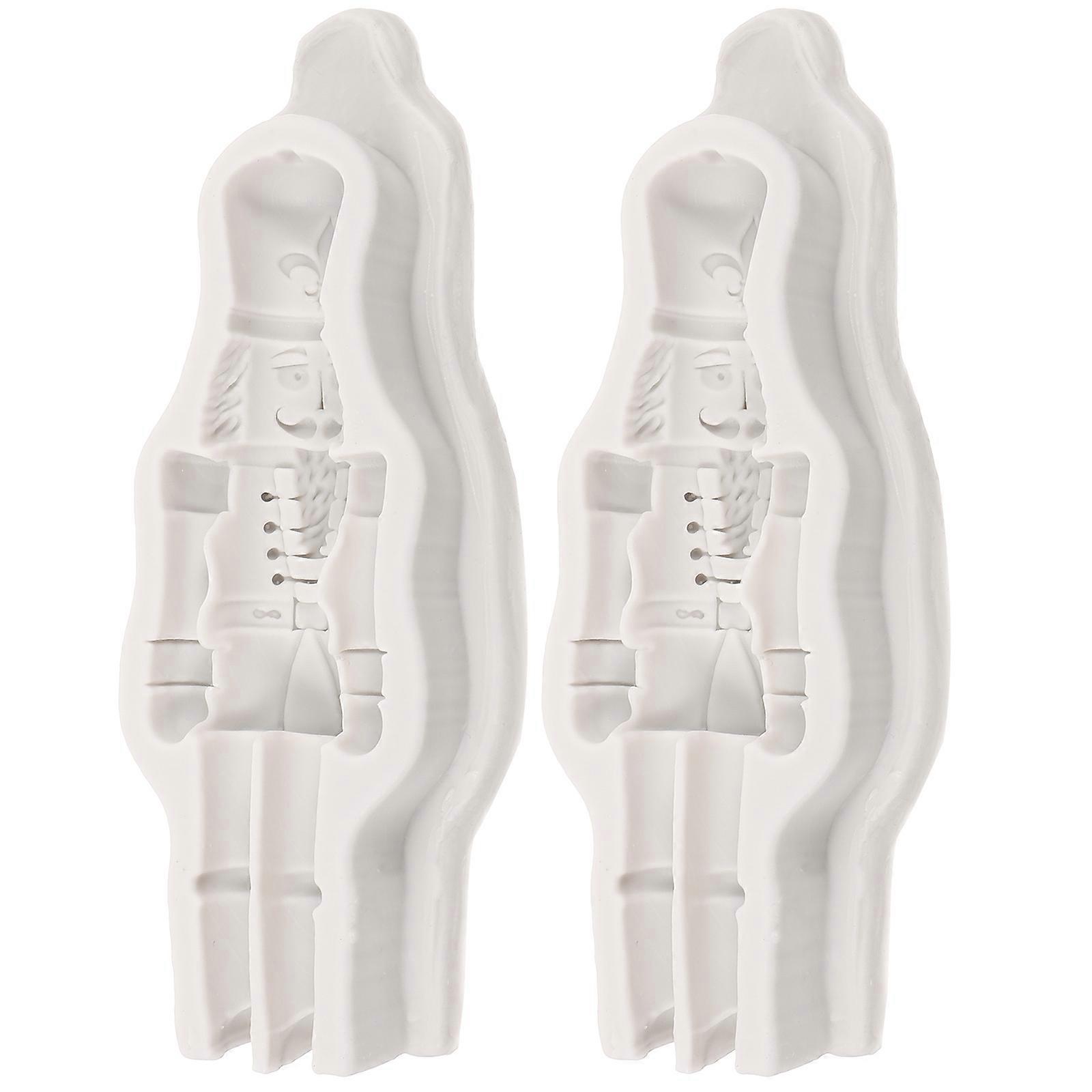 Christmas Nutcracker Soldier Shape Mold for DIY Craft 2Pcs Silicone Mold