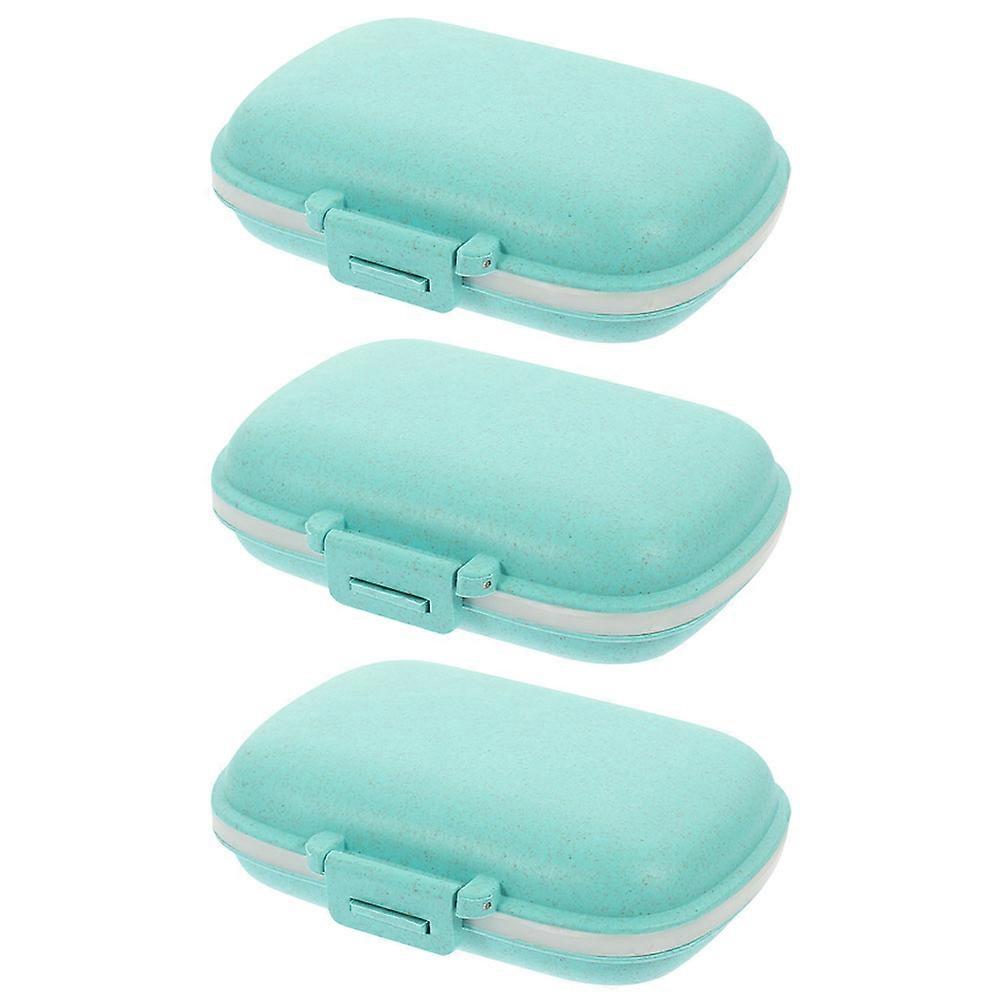 Compartment Pill Organizer Travel Case Storage Small Blue 3Pcs