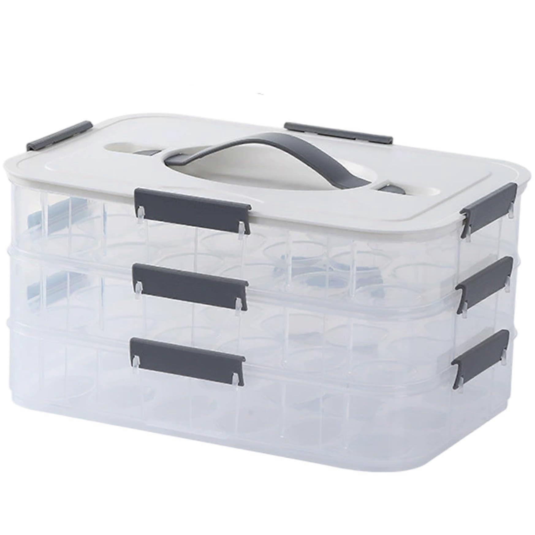 Deviled Egg Carrier with Lid 54 Slot Stackable Tray Holder Airtight Snap Lock and Handle