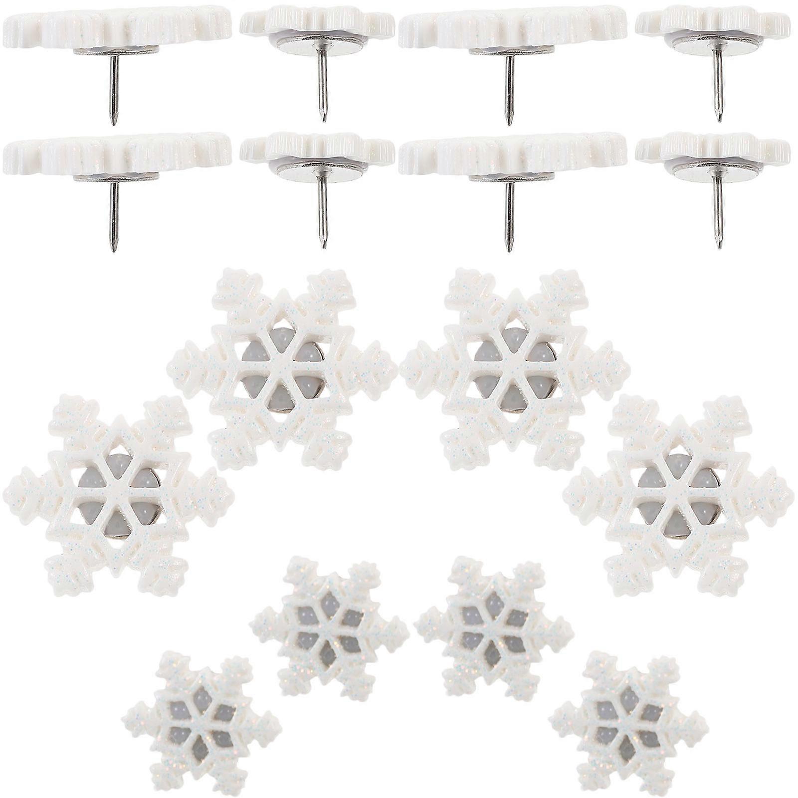 Resin Snowflake Pushpins White Thumbtacks for Decoration 30Pcs