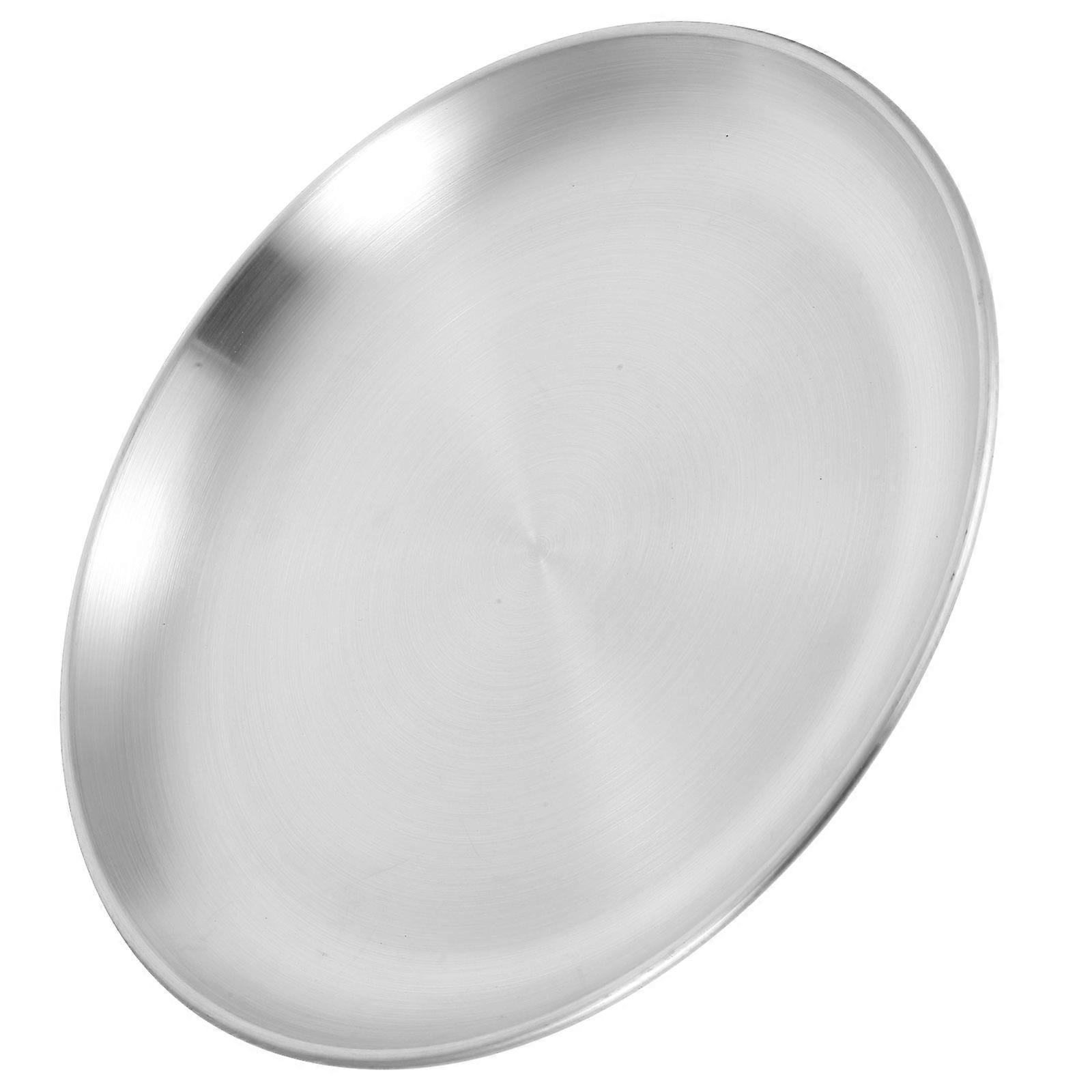 Stainless Steel Bakeware Round Pan Dish Plate for Kitchen Use 1Pcs