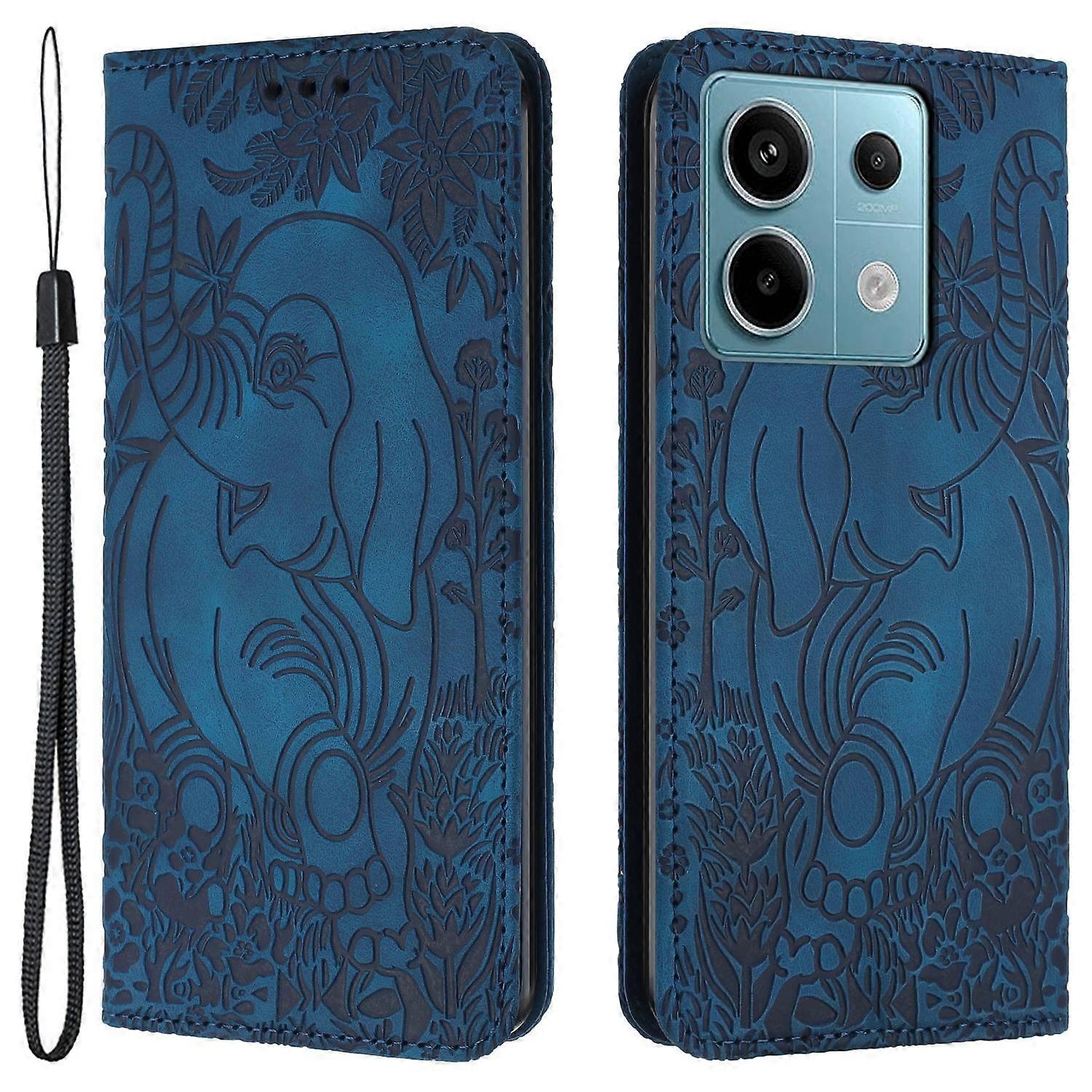 For Xiaomi Redmi Note 13 5G Leather Case Elephant Pattern Wallet Phone Cover