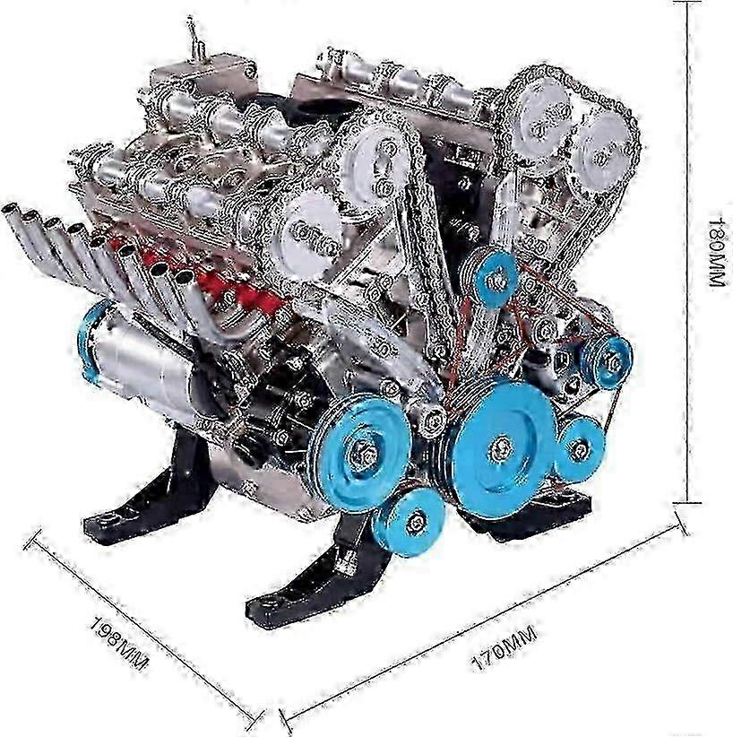 Metal Combustion Engine Construction Kit, 1:3 V8 8 Cylinder Car Engine Model Making for Technology E szrh21