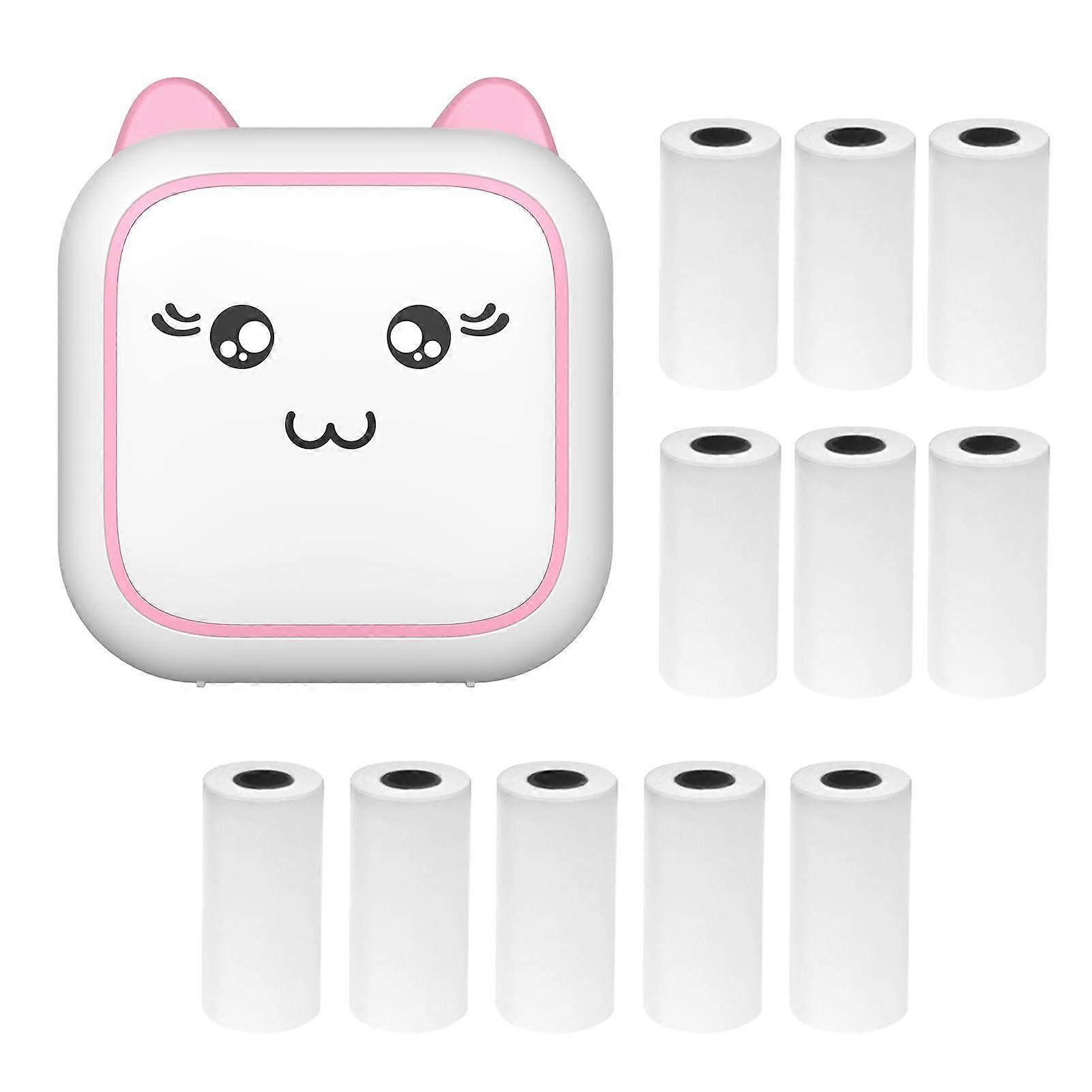 Mini Photo Printer Bluetooth Wireless Inkless 57mm Label and Sticker Maker for iOS Android with 11 Paper Rolls