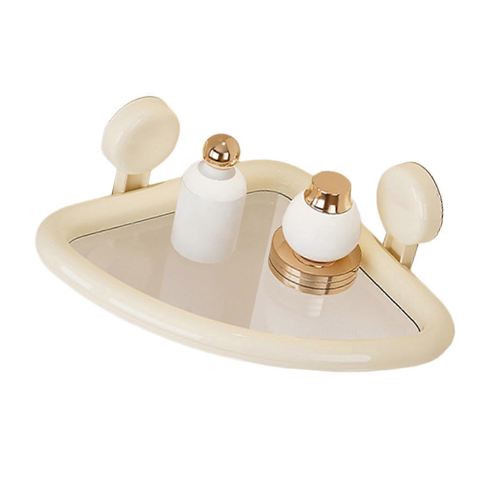 Bathroom Corner Shelf with Suction Cup, NoDrill Quick Drainage Triangular Shower Organizer White