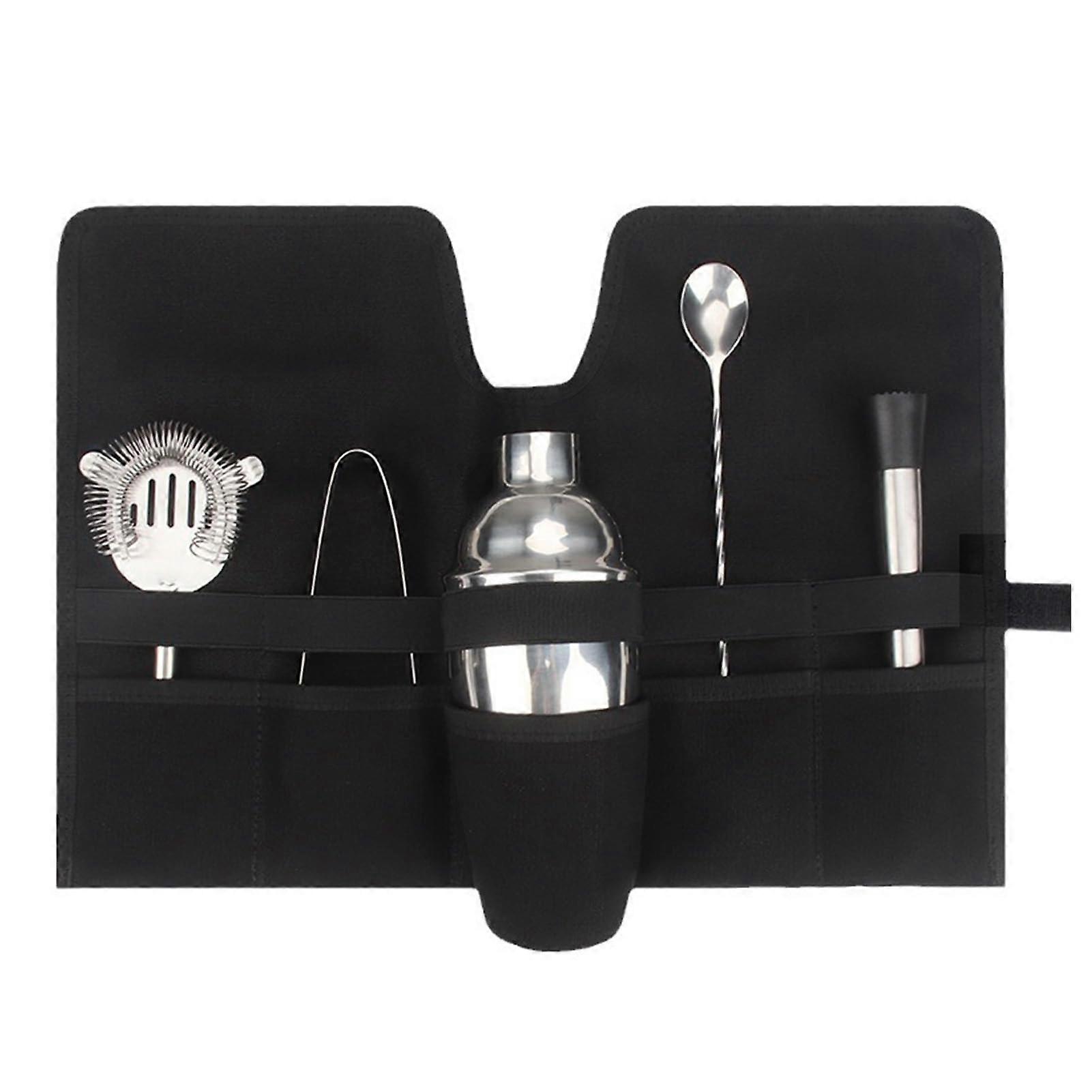 Bartender Kit with Canvas Carry Bag, Foldable Strap, Outdoor Cocktail Shaker Set for Camping