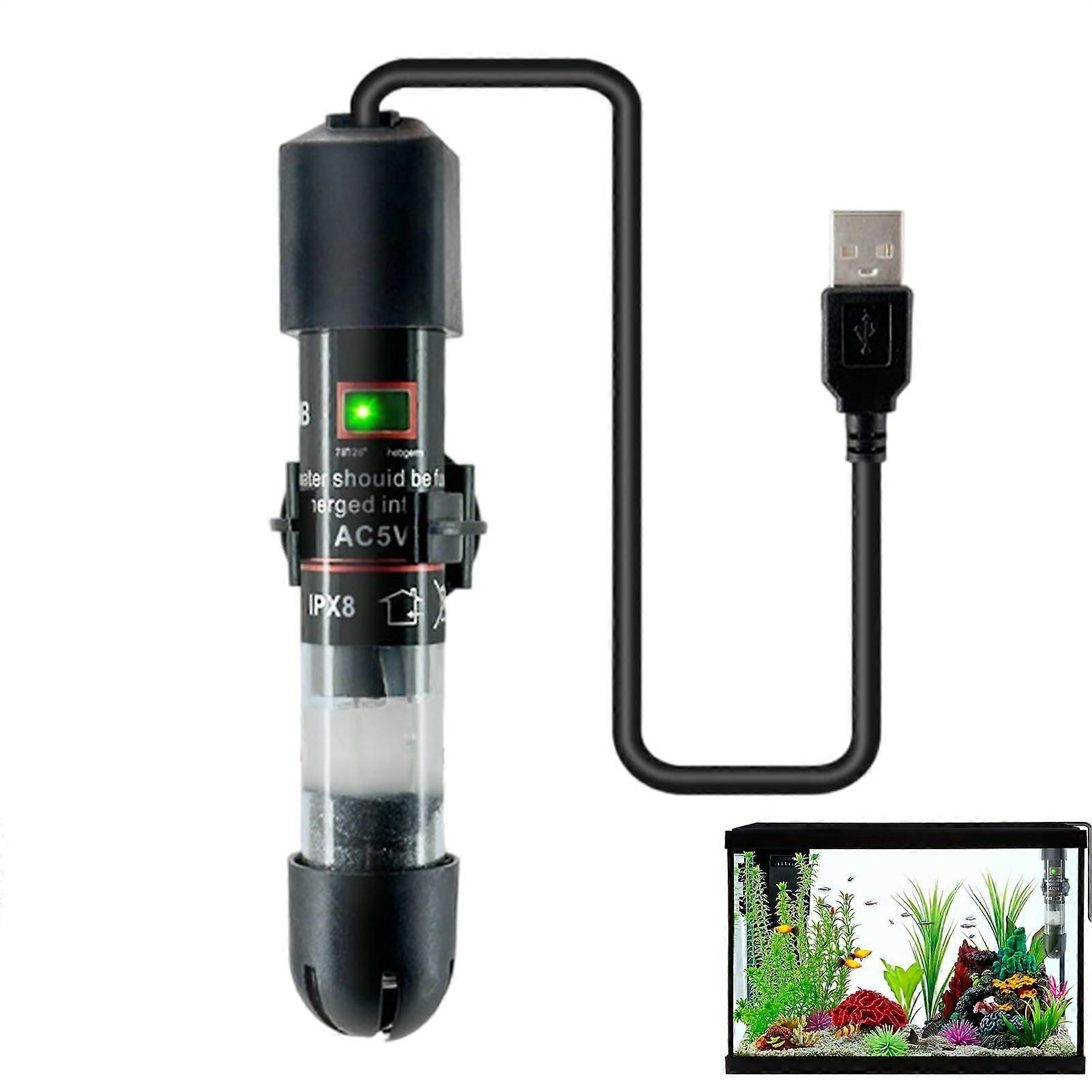Aquarium Heater 10W USB Powered with Intelligent Temperature Control for Small Betta Fish Tanks Ref: 6989