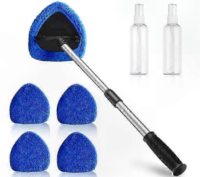 Expandable Car Window Cleaning Tool with 4 Microfiber Pads for Interior and Windscreen Maintenance Multi-Functional Cleaner Kit