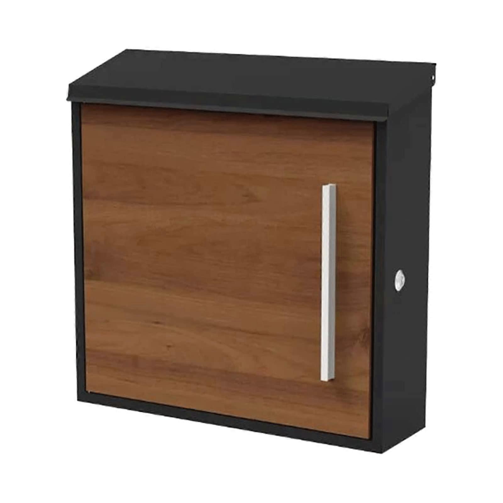 Wall Mount Locking Mailbox for Home with Weather Resistant Design and Modern Walnut Finish