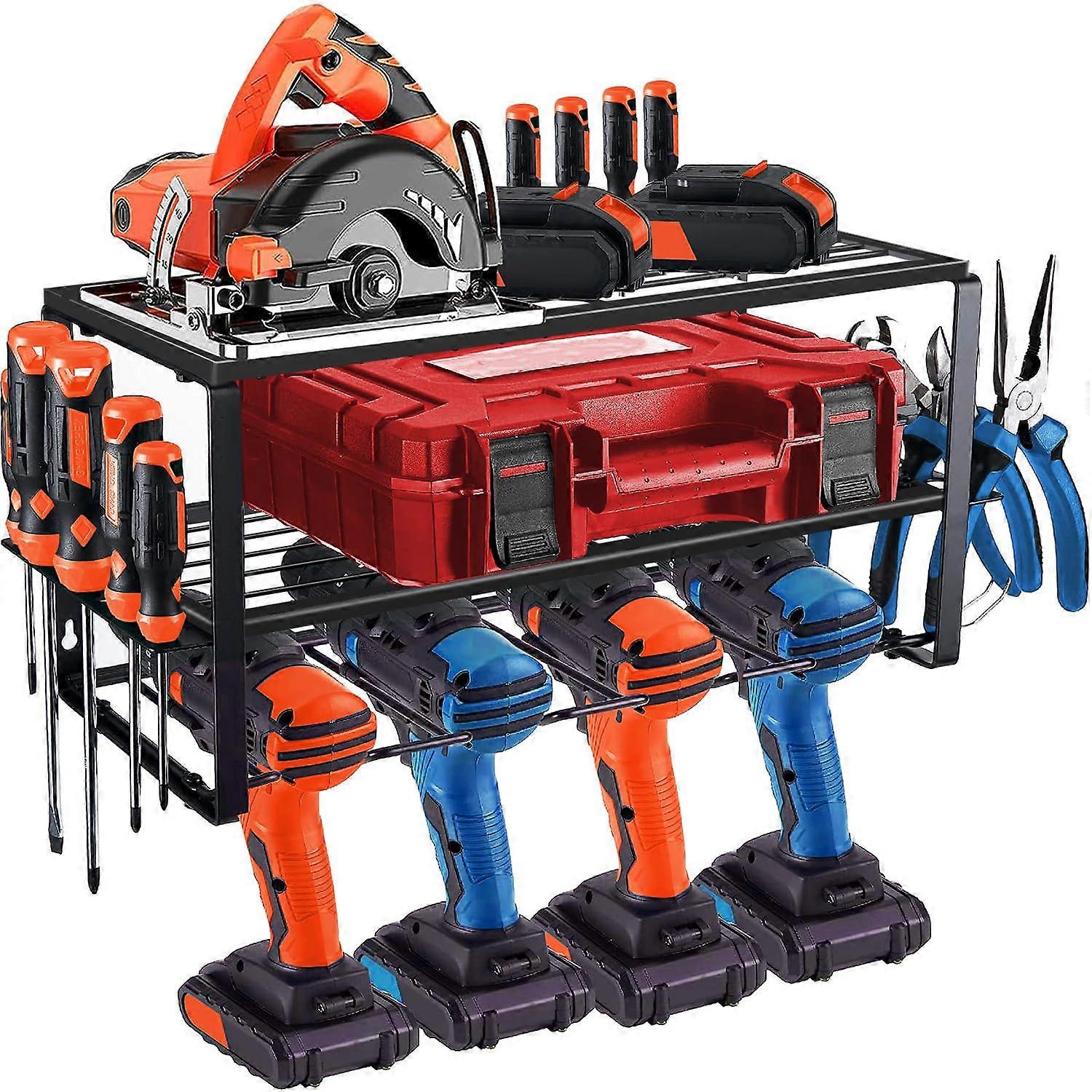 3 Layer Power Tool Organizer and Drill Storage Rack, Heavy Duty Wall Mounted Holder for Garage Workshop