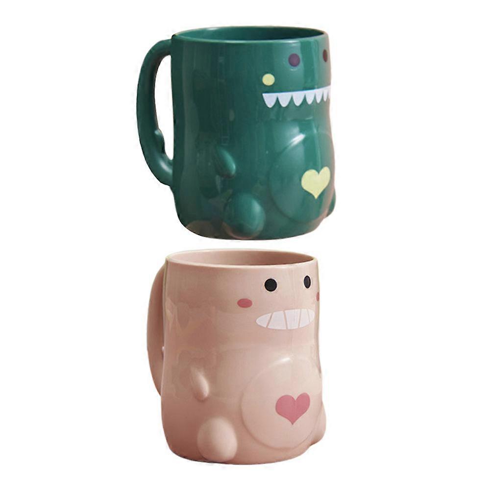 Creative Dinosaur Tooth Brushing Cup for Daily Use 2Pcs Assorted Colors