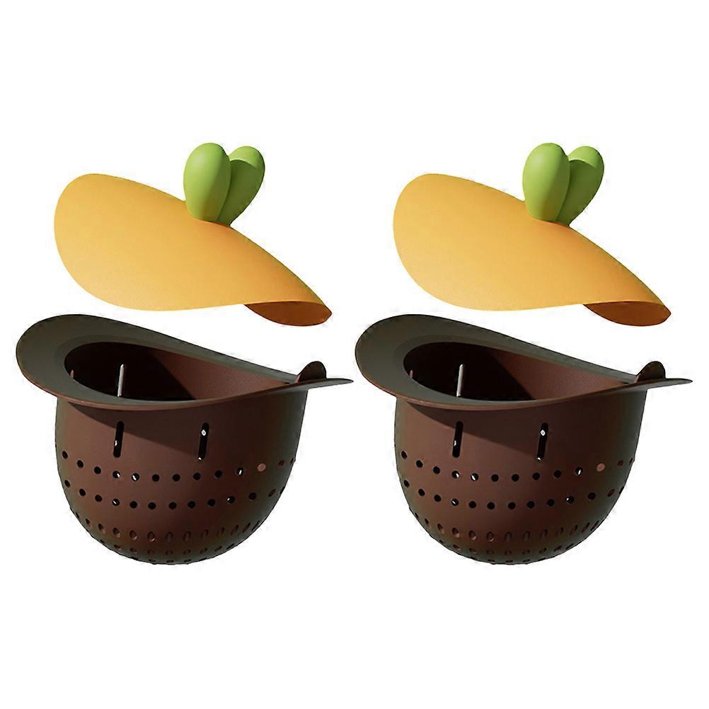Sink Strainer Basket Brown Tpr for Kitchen Drain Cleaning 2Pcs