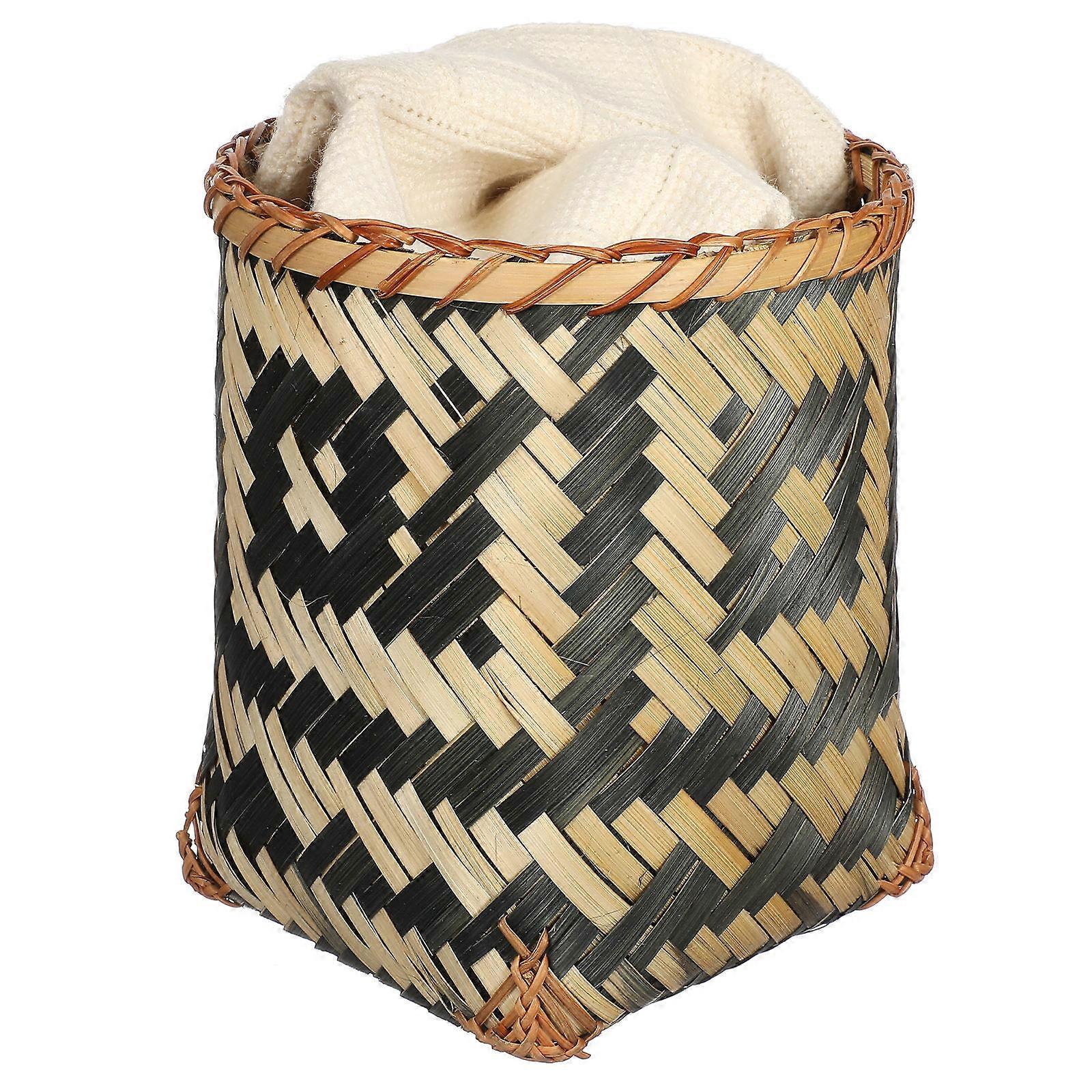 Rustic Bin Weaving Basket Study Room Use Bamboo Weaving Sundry Organization 1Pack