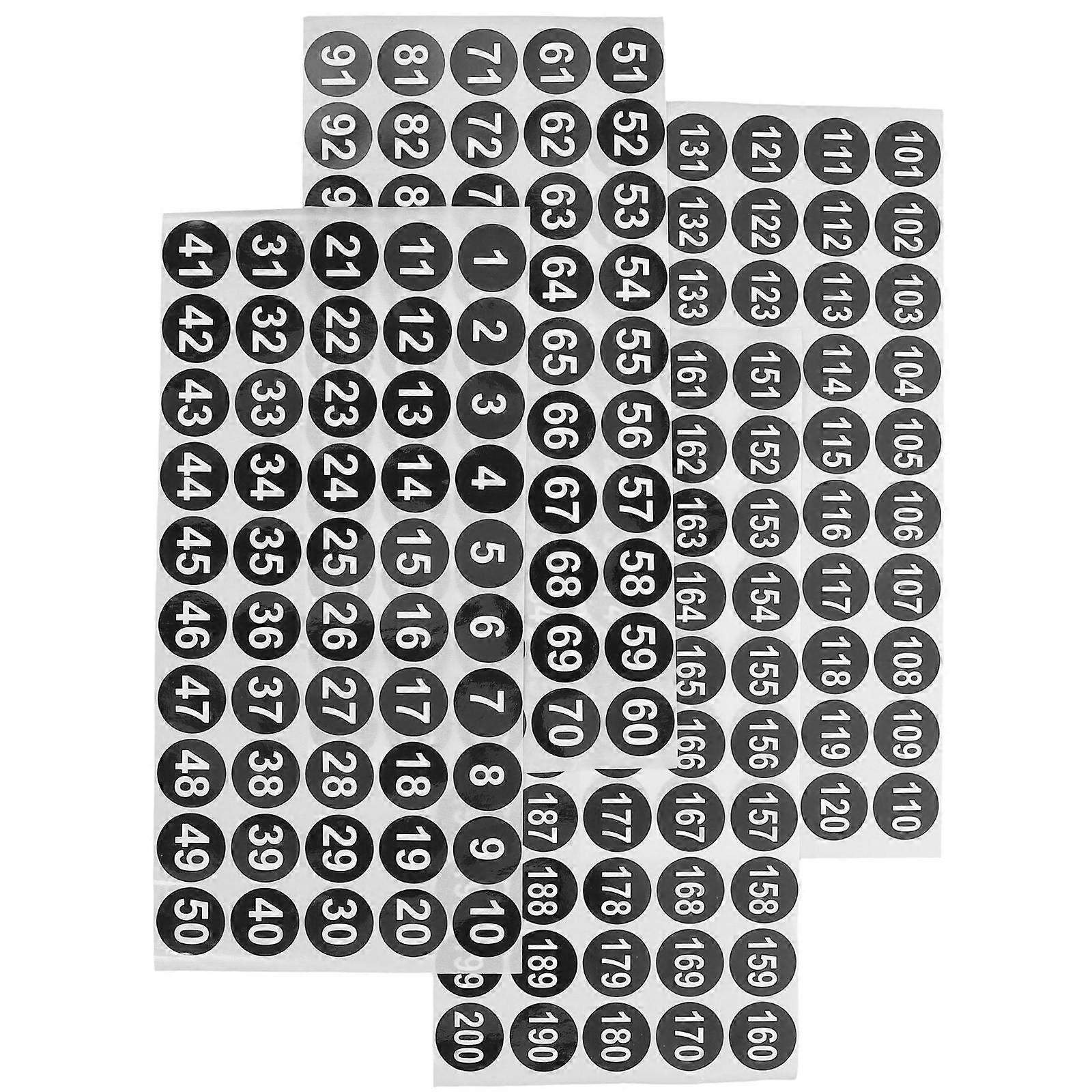 Multi-Function Digital Number Stickers Round Number Sticker 4 Sheets