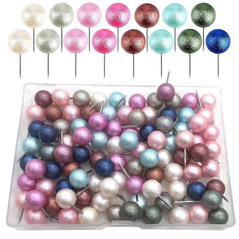 Map Thumbtacks Ball Shaped Head Pushpins for Home Use 100Pcs