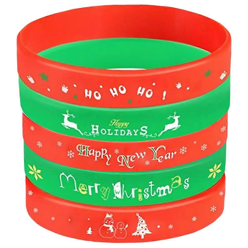 Silicone Christmas Wristband for Decoration 5Pcs Assorted