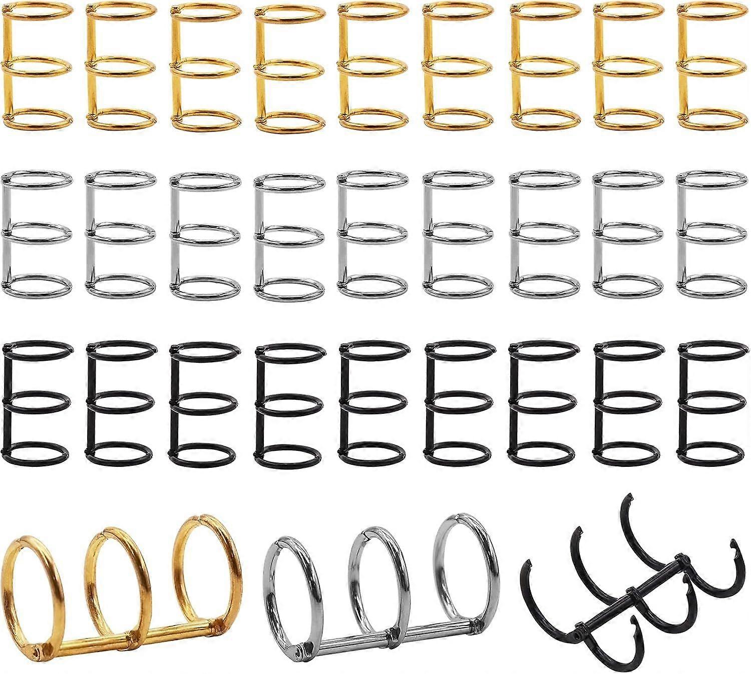30Pcs 3 Ring Metal Loose Leaf Binders Book Rings Snap Split Hinged for Notebook,