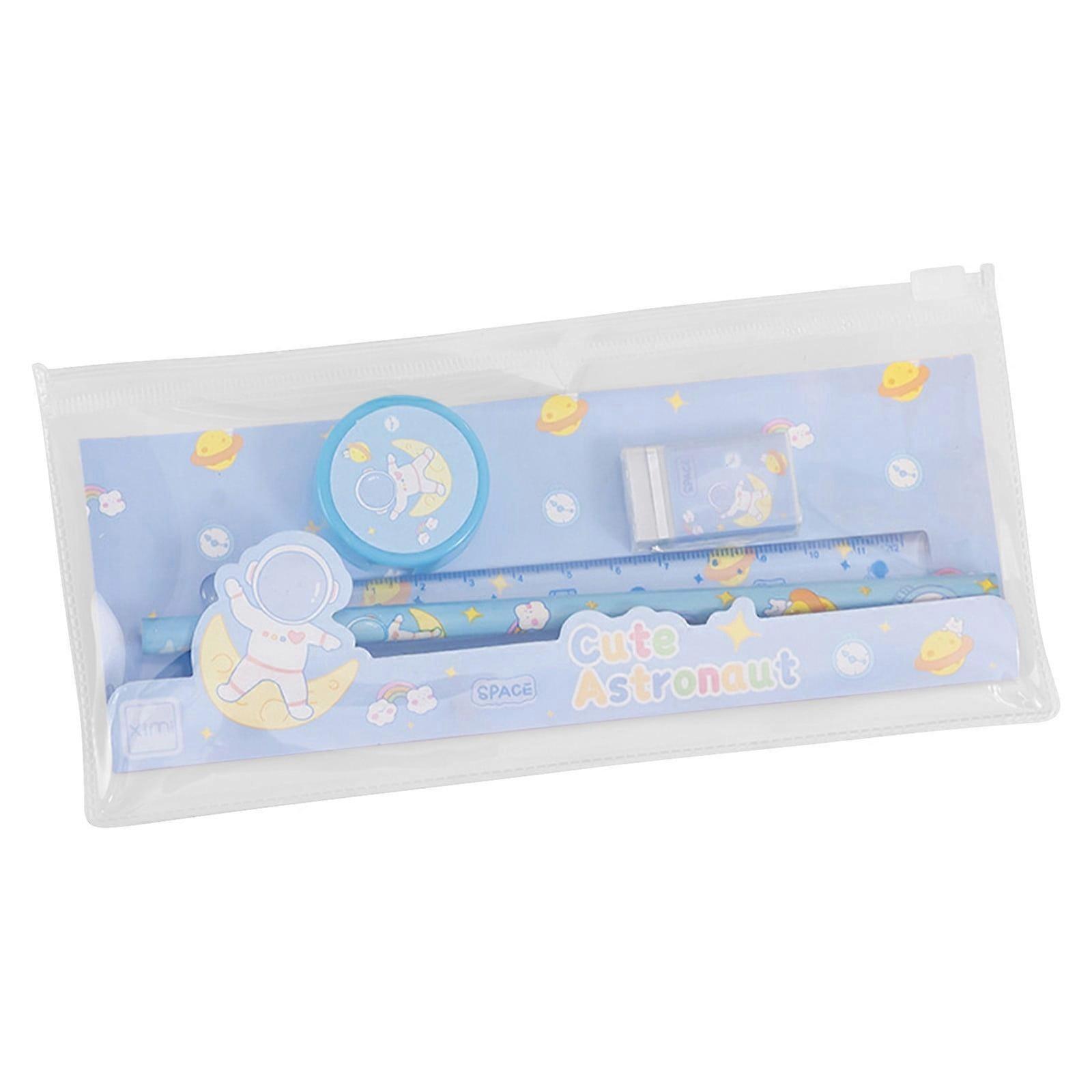 Blue stationery set, Transparent Pencil Case & Study Kit Set