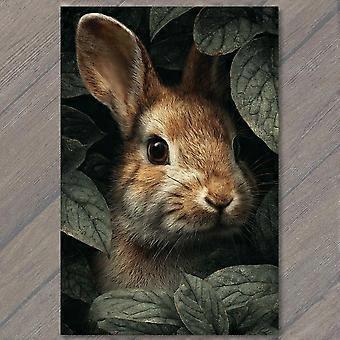 Waldhasenporträt Dunkle Blätter Natur Kaninchen Wildtier Nahaufnahme Puzzlespiel für Erwachsene und Kinder S0289