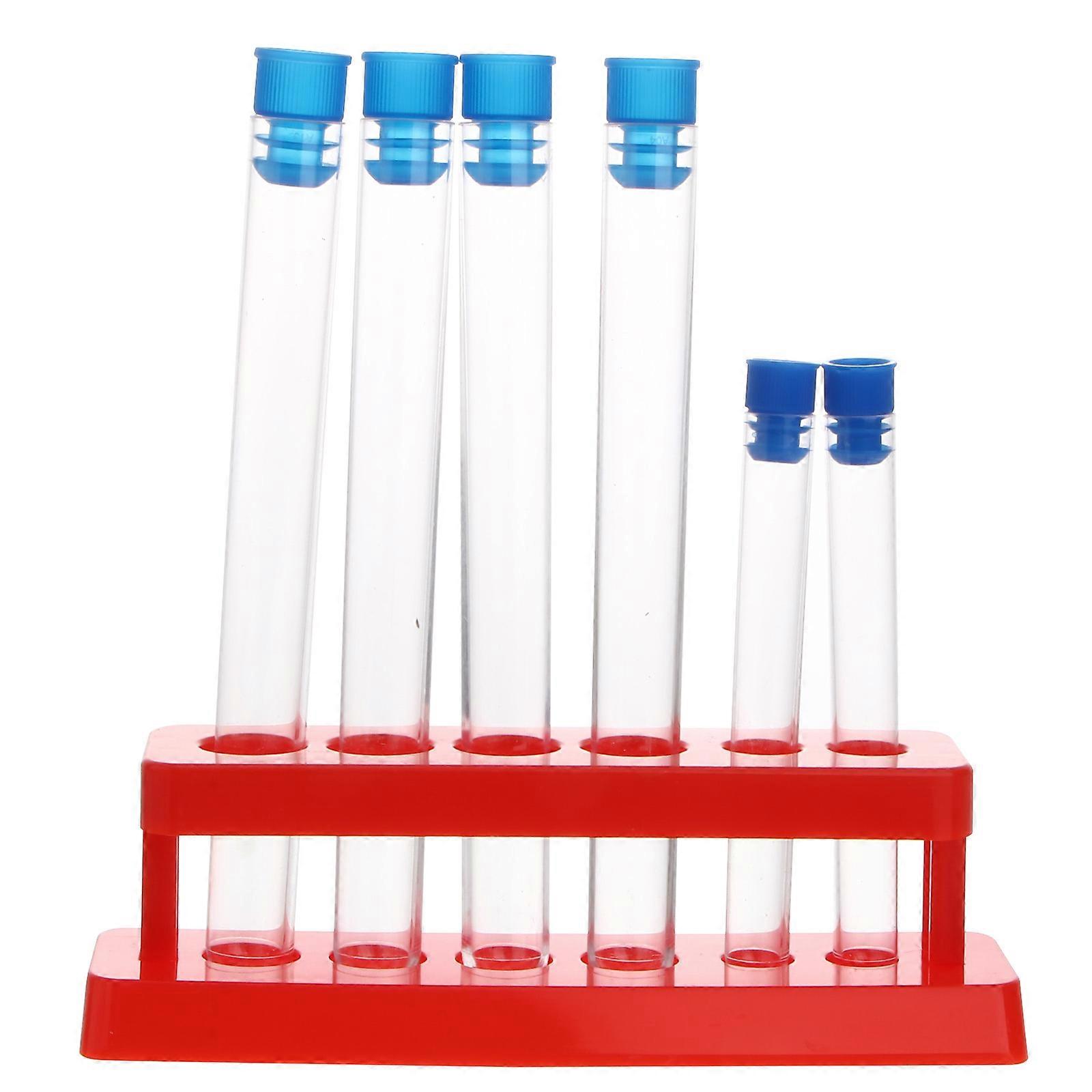 1 Set Plastic Test Tubes with Storage Rack Scientific Experiment Accessories