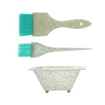 Kit de tintura de cabelo profissional com pincel e tigela para uso doméstico (1 conjunto) - Corante verde para cabelo