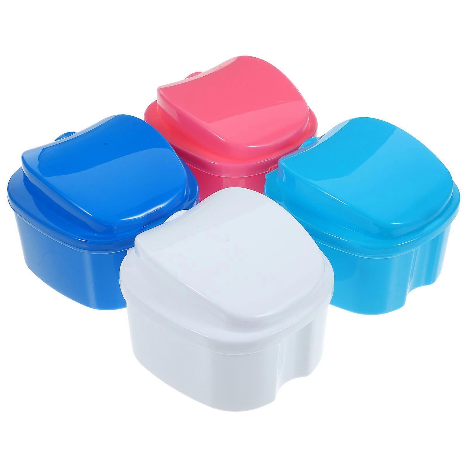 Convenient Retainer Case Container for Daily Use 4Pcs Household Denture Boxes
