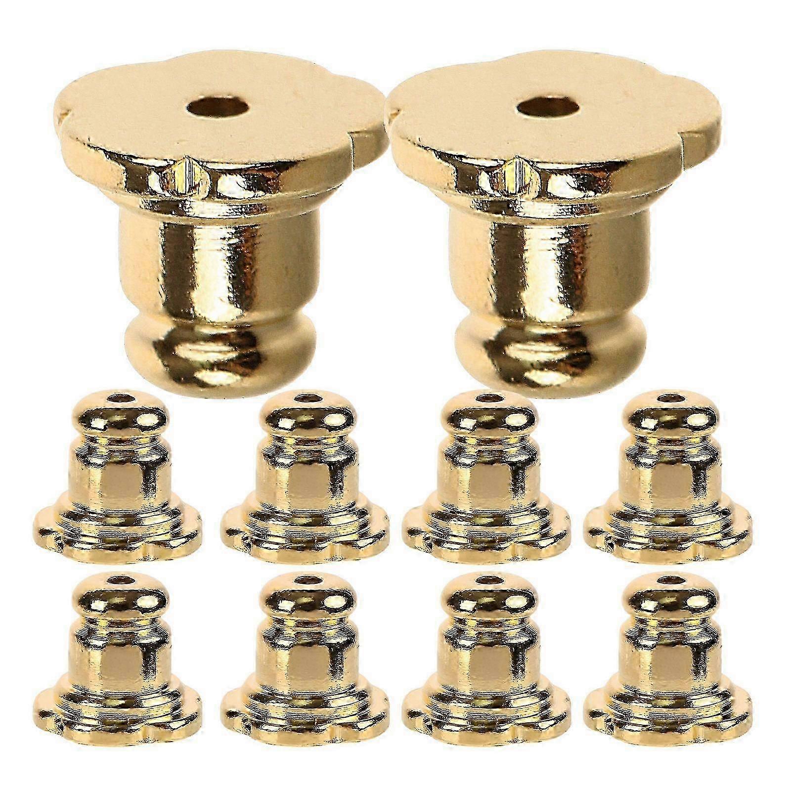 Golden Electroplate Earring Backs for Studs Replacement Earring Backs 10Pcs