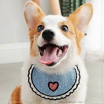 Pet Accessories Supplies Small Dog Puppy Cat Adjustable Wool Neck Towel Scarf CollarM Blue