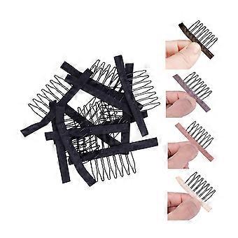 50 pçs/lote Pentes Peruca para Fazer Peruca Caps 7-dentes Clipes de Peruca Dentes de Aço com Pano, Peruca Pentes para Peruca Caps Peruca Acessórios Ferramentas Peruca Clipes para Peruca
