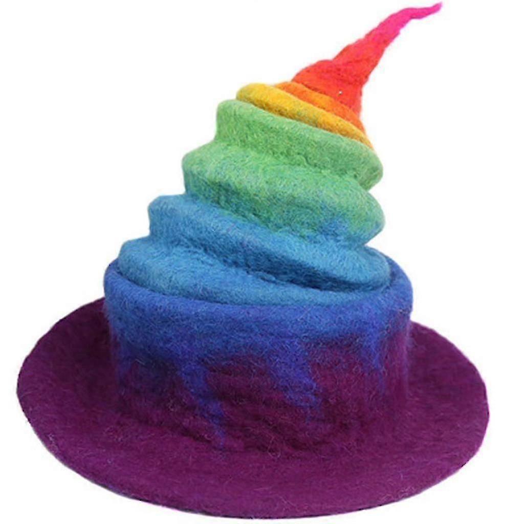 Handmade Rainbow Wizard Hat Funny Retractable Witch Hat Gradient Hat Wizard Hat