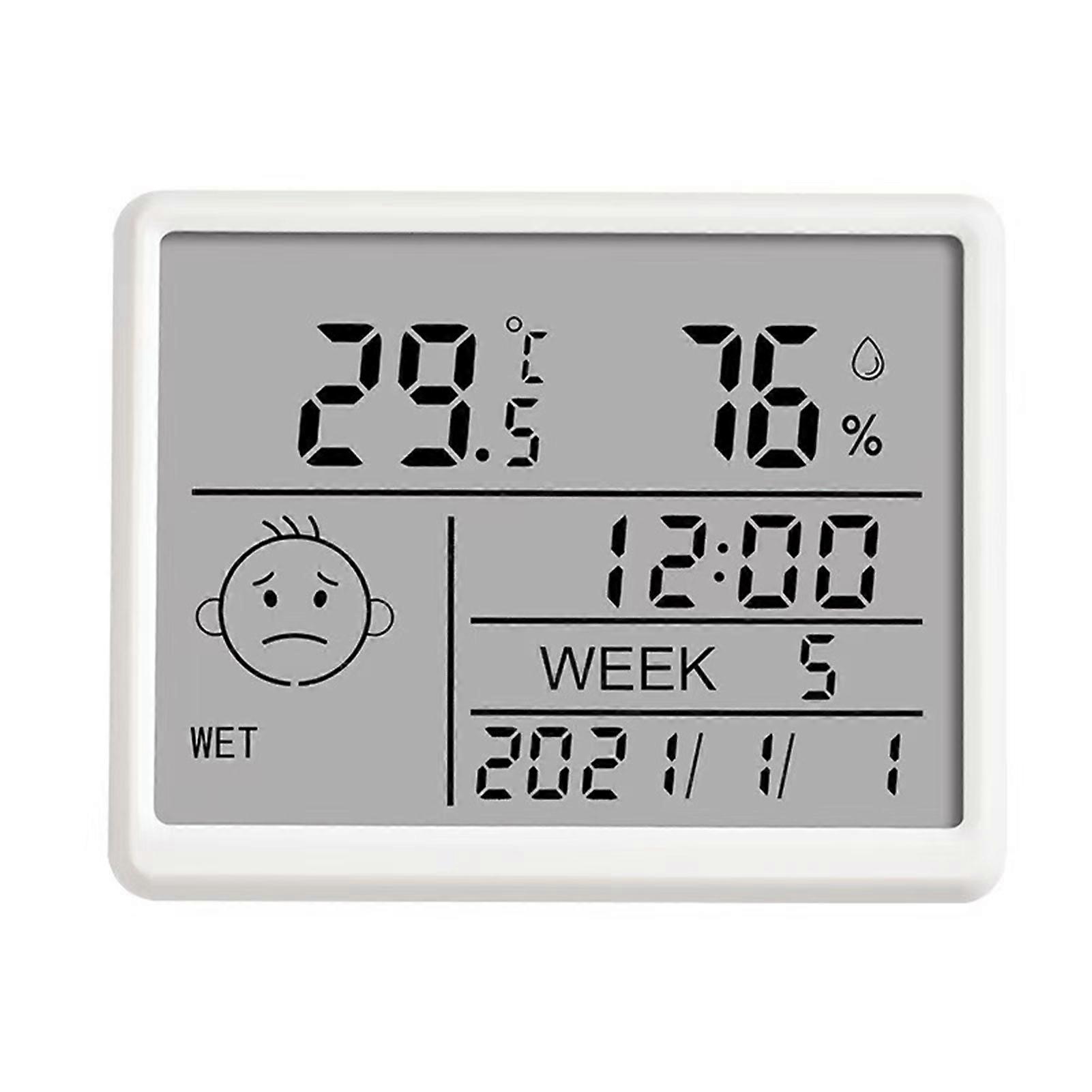 2-in-1 Temperature Humidity Clock - LCD Screen with Magnet Mount