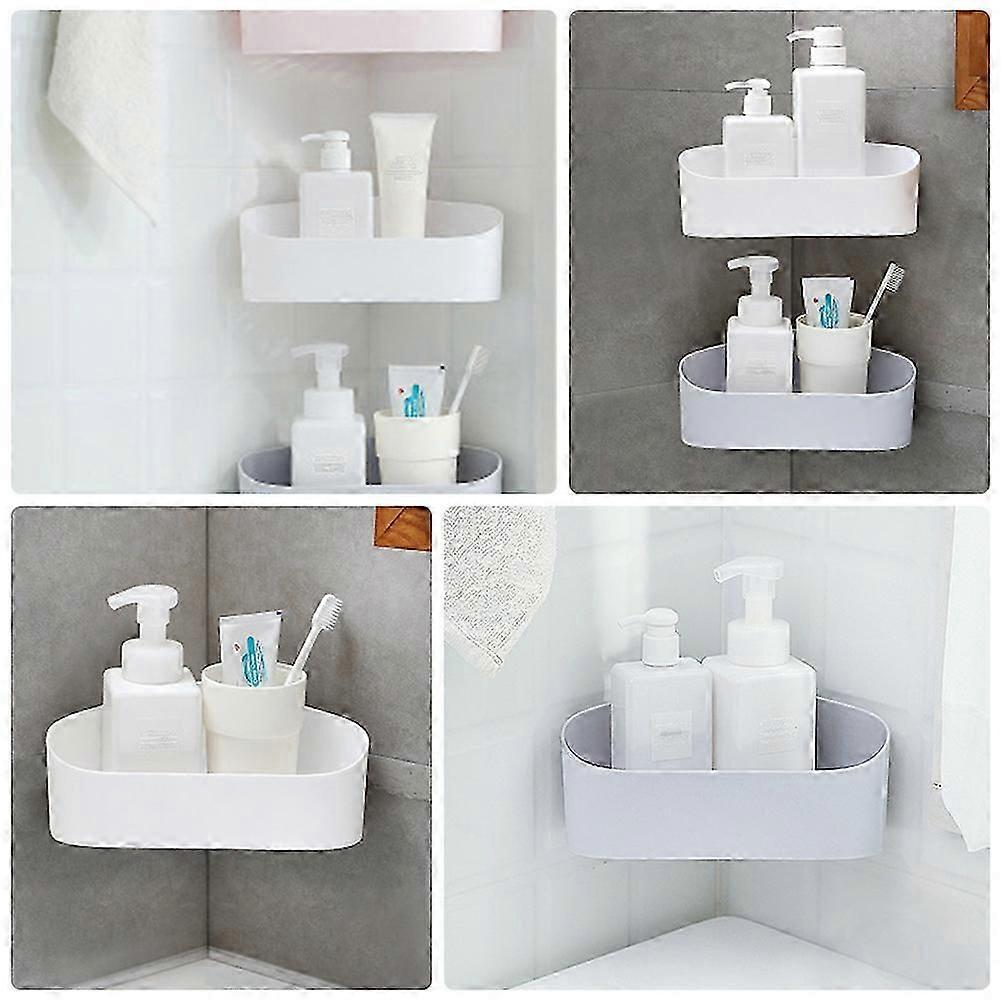 Wall-Mount Bathroom Storage Rack 2Pcs White Plastic Shelf