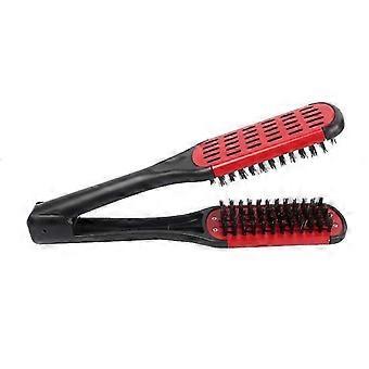Peigne lisseur à pince double face en fibres naturelles, outil de coiffage pour lisser les cheveux