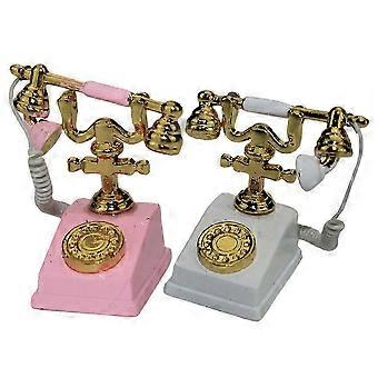 Miniatyr vintagetelefon Liten vintagetelefon för barnbruk 2 st legeringsmetalldekoration
