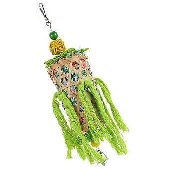 Bird Cage Biting Toy Wooden Parrot Chewable Toy Hanging Pendant