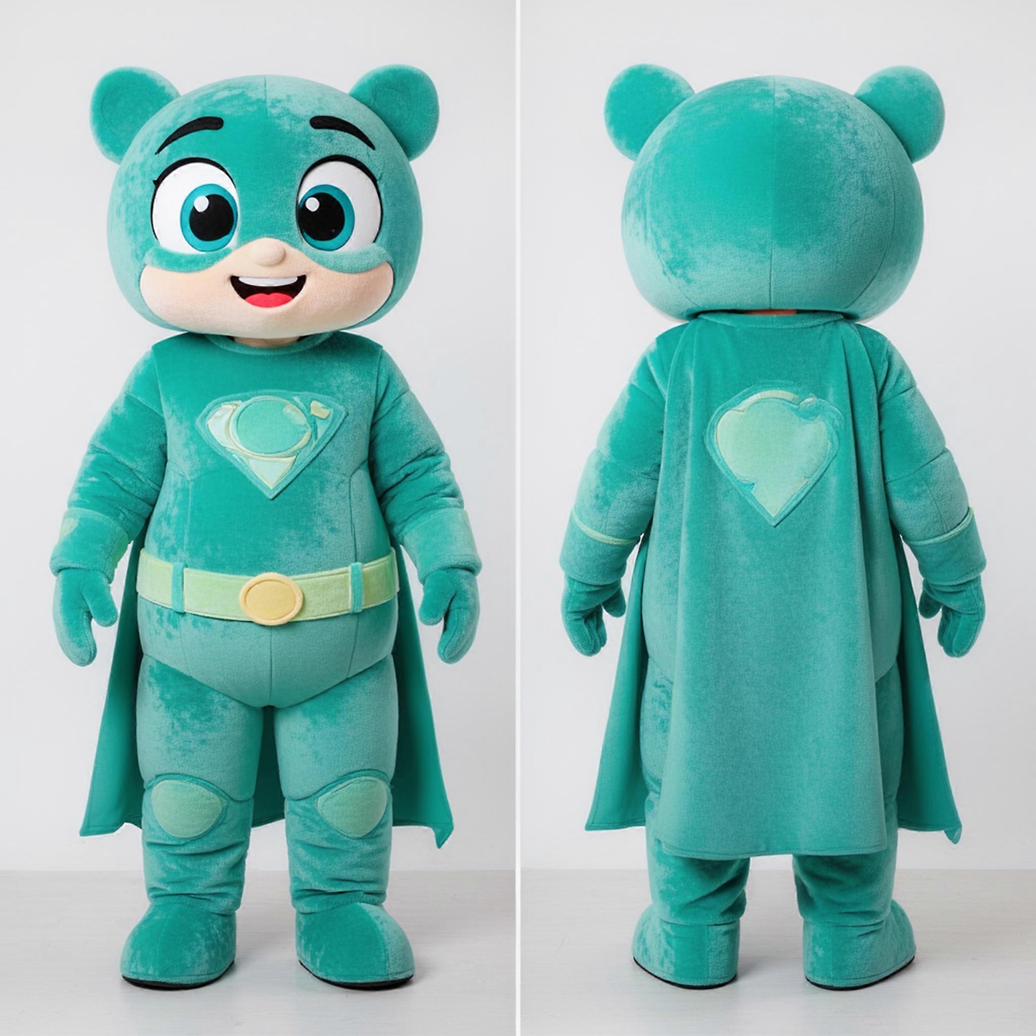 MASTICOT Teal Dynamic Superhero Mascot