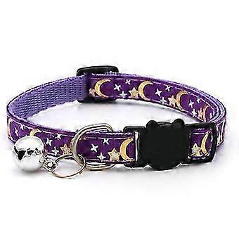 Katzenhalsband mit Glöckchen, Cartoon-Stern-Mond, Hundewelpen, Katzen, Kätzchen, Halsband, verstellbar, Sicherheitsglockenring, Halskette, Katzenschmuck