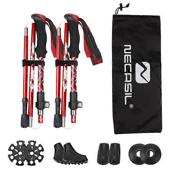 Ultralight 5-section hiking pole 1 pair Red Red