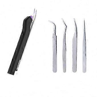 Integrated UV LED Light for Lash Extension Glue Curing, Portable Eyelash Tweezers with EU Plug DSW