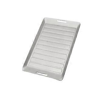 Camping Cook Pan for Outdoor Cooking, Rectangular Silver Searing Plate 200 x 130 mm for Steak Cooking, Breakfast Service, and Daily Stovetop Use