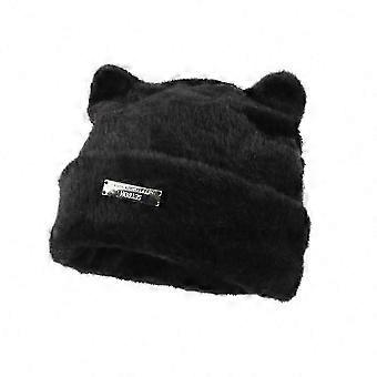 Wintermütze für Damen mit Katzenohren-Design – Weiche Kunstpelzmütze für kaltes Wetter