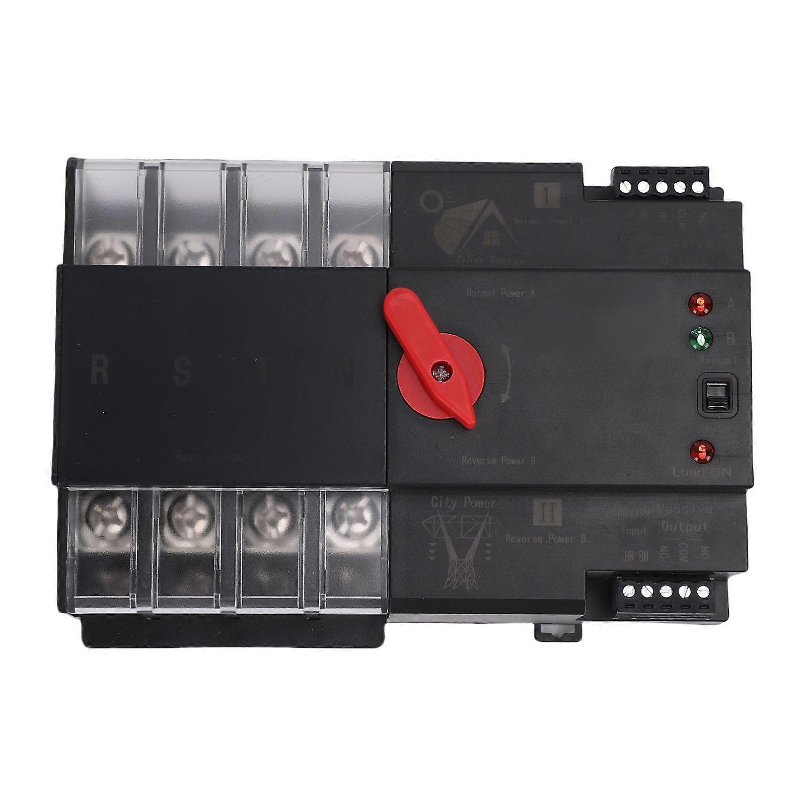Dual Power Automatic Transfer Switch 4P AC 100A Din Rail Mounted Electrical Toggle Controller